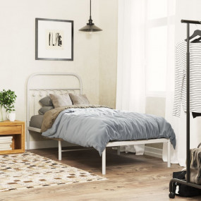 Bed Frame White Steel Twin Bed Frame Rectangular Tradit...