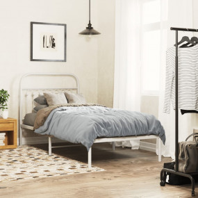Bed Frame White Steel Twin Bed Frame Rectangular Tradit...