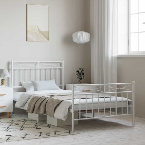 Bed Frame White Steel Twin Bed Frame Rectangular Modern