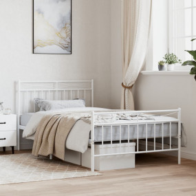 Bed Frame White Powder-Coated Steel Single Bed Frame