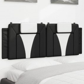 Headboard Cushion Black and White Faux Leather 54 in Do...