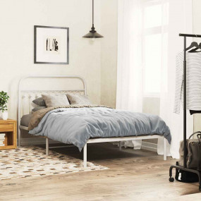 Bed Frame White Steel Twin Bed Frame Rectangular Tradit...