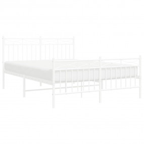 Bed Frame White Powder-Coated Steel 55.1 x 74.8 in Bed ...