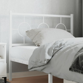 Headboard White Powder-Coated Steel Tall Single Bed Dur...