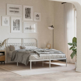 Bed Frame White Steel Double Bed Frame Rectangular