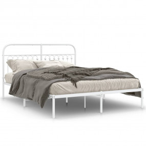 Bed Frame White Steel Double Bed Frame Rectangular Doub...