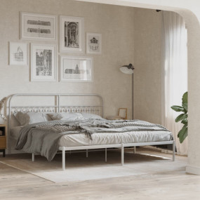 Bed Frame White Steel King Bed Frame Rectangular Modern