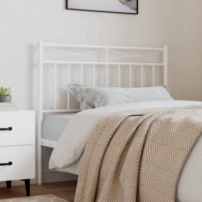 Headboard White Powder-Coated Steel Tall Twin Bed Durab...
