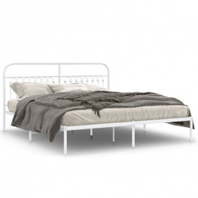 Bed Frame White Steel Full Bed Frame Rectangular Modern