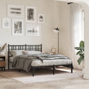 Bed Frame Black Powder-Coated Steel Small Double Metal ...