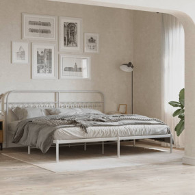 Bed Frame White Steel Double Bed Frame Rectangular Mini...
