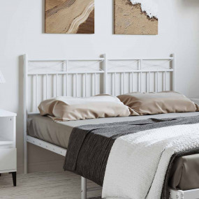 Headboard White Powder-Coated Steel Tall Double