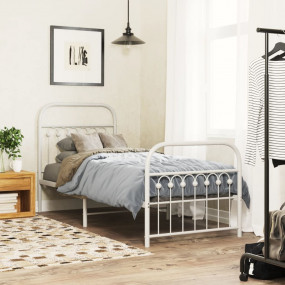Bed Frame White Steel Small Single Durable Bed Frame