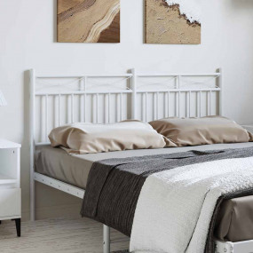 Headboard White Powder-Coated Steel 59.1 in Durable Hea...