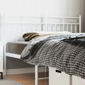 Headboard White Powder-Coated Steel Tall Double Bed Dur...