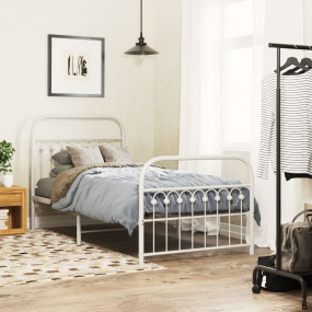 Bed Frame White Steel Twin Bed Frame Rectangular Tradit...