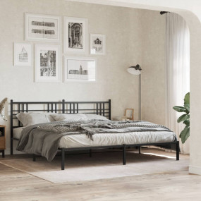 Bed Frame Black Powder-coated steel 72 x 84 in Bed Fram...