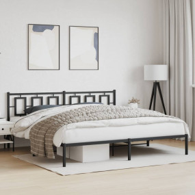 Bed Frame Black Steel 76.0 x 80.0 in Bed Frame Rectangu...
