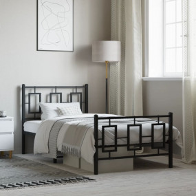 Bed Frame Black Powder-coated steel Twin Bed Frame Rect...