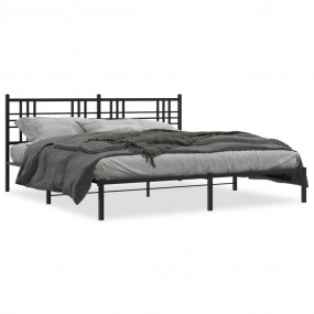 Bed Frame Black Powder-Coated Steel Double Bed Frame