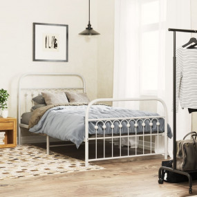 Bed Frame White Steel Twin Bed Frame Rectangular Modern