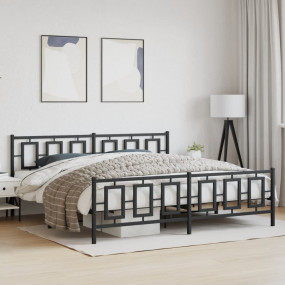 Bed Frame Black Powder-coated steel 76x80 in Bed Frame