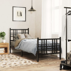 Bed Frame Black Steel Twin Bed Frame Rectangular Tradit...