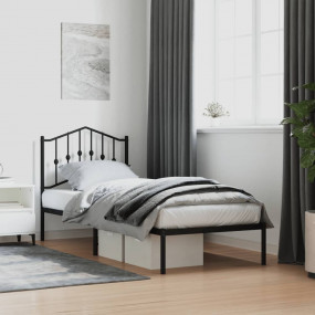 Bed Frame Black Powder-coated Steel Twin Bed Frame Rect...