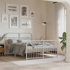 Bed Frame White Steel Double Bed Bed Frame Rectangular