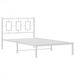 Bed Frame White Powder-coated steel Twin Bed Frame Rect...