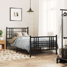 Bed Frame Black Steel Twin Bed Frame Rectangular Classi...