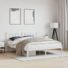 Bed Frame White Steel King Bed Frame Rectangular Modern