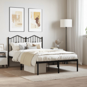 Bed Frame Black Powder-Coated Steel 47.2 x 74.8 in Smal...