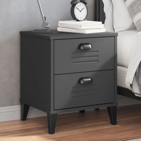 Bedside Table Anthracite Grey Engineered Wood with Plas...