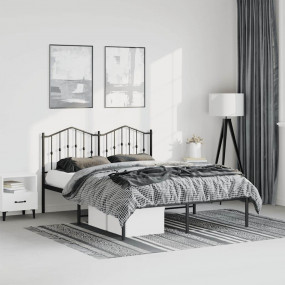 Bed Frame Black Powder-Coated Steel Double Bed Frame