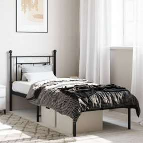 Bed Frame Black Powder-Coated Steel Small Single Bed Fr...