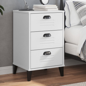 Bedside Table White Engineered wood, plastic handles Sm...