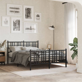 Bed Frame Metal Bed Frame Rectangular Durable Black Bed...
