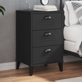 Bedside Table Black Engineered wood, plastic Compact
