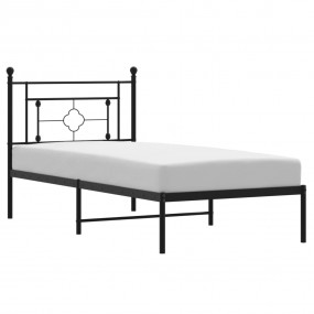 Bed Frame Black Powder-Coated Steel Twin Bed Frame Rect...