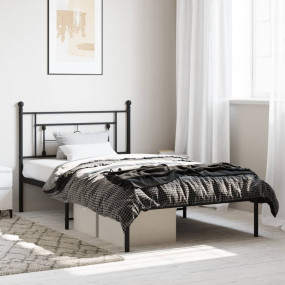 Bed Frame Black Steel Single Bed Frame Rectangular Mode...