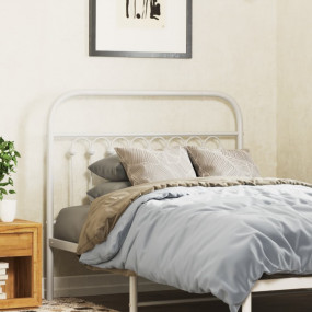 Headboard White Steel 39.4 in Decorative Inlays Headboa...