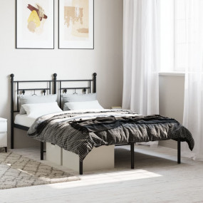 Bed Frame Black Steel Small Double Bed Frame Rectangula...