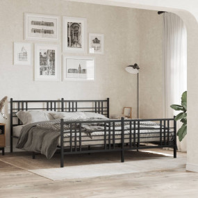 Bed Frame Black Steel 78.7 x 78.7 in Bed Frame Rectangu...