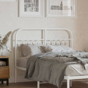 Headboard White Steel Tall Double Durable Headboard