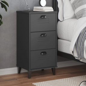 Bedside Table Anthracite Grey Engineered Wood and Plast...