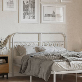 Headboard White Steel Tall Double Durable Bed Headboard