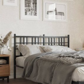 Headboard Black Steel 47.2 in Durable Headboard Rectang...