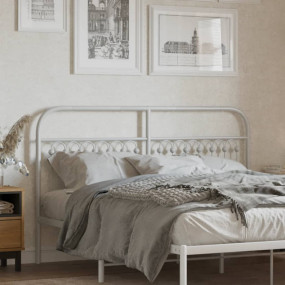 Headboard White Steel Double Durable Headboard Rectangu...