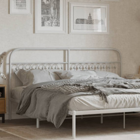 Headboard White Steel Tall Double Bed Classic/Tradition...